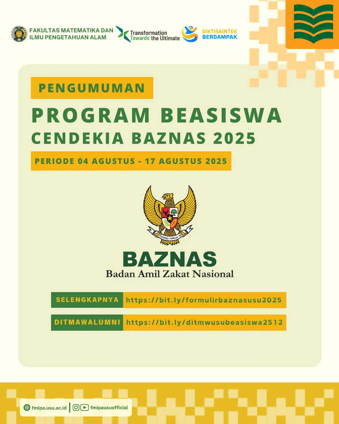 Pengumuman Penawaran Beasiswa Cendekia BAZNAS Tahun 2025